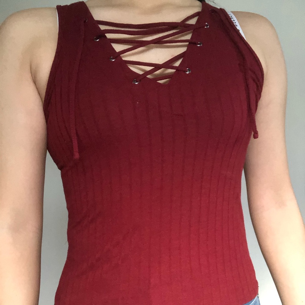 ribbed criss cross top